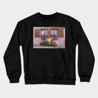 Two Windows and Colorful Flowers Crewneck Sweatshirt